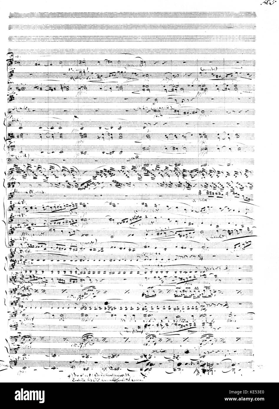 Richard Wagner 's Tristan und Isolde. Pagina dalla partitura originale. Compositore tedesco & autore, 22 maggio 1813 - 13 febbraio 1883. Foto Stock