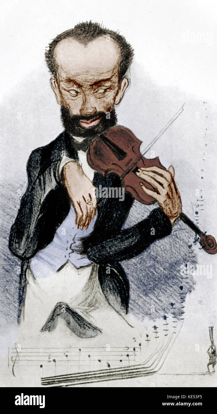 Henry Vieuxtemps - caricatura del belga violinista e compositore, 17 Febbraio 1820 - 6 giugno 1881. Foto Stock
