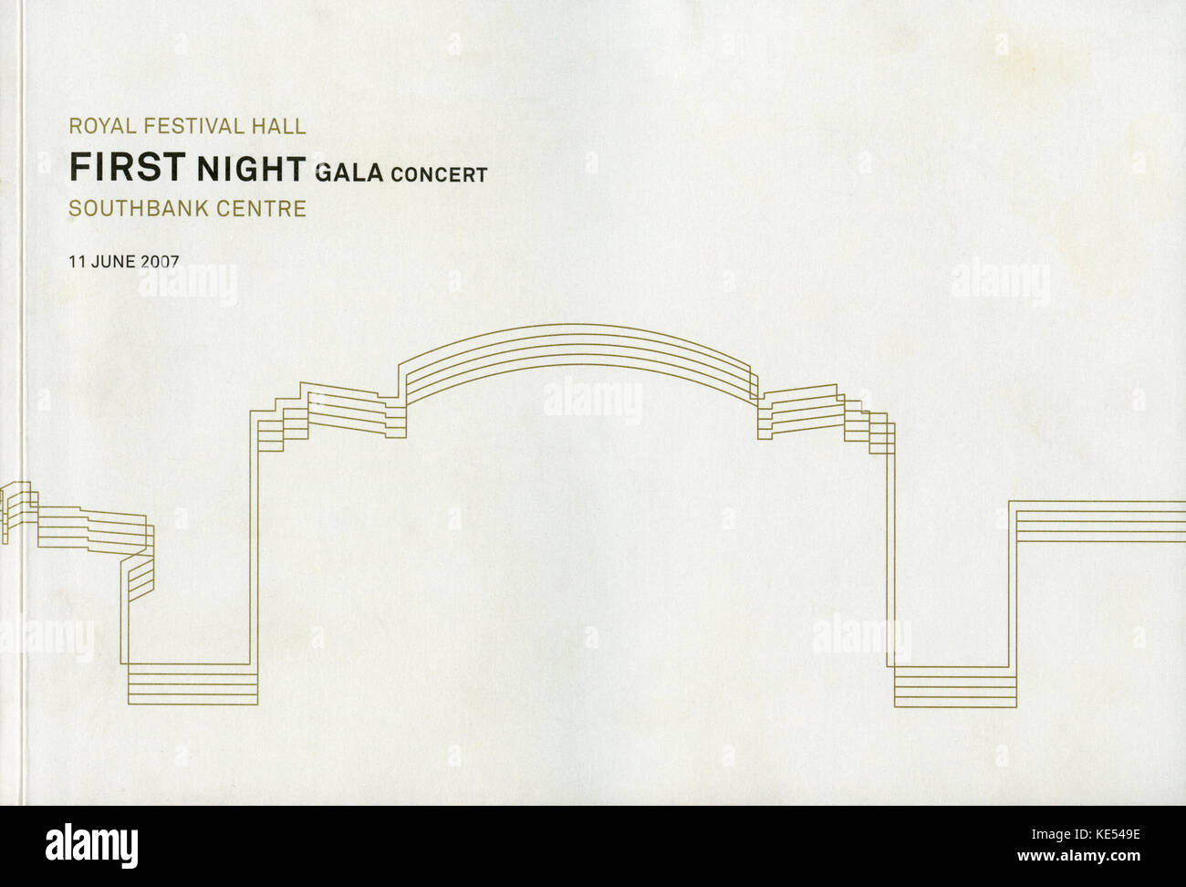 Royal Festival Hall Royal Festival Hall - Coperchio del programma per ' prima notte concerto di gala, Southbank. 11 giugno 2007." Per contrassegnare la riapertura di RFH dopo ampi lavori, Foto Stock
