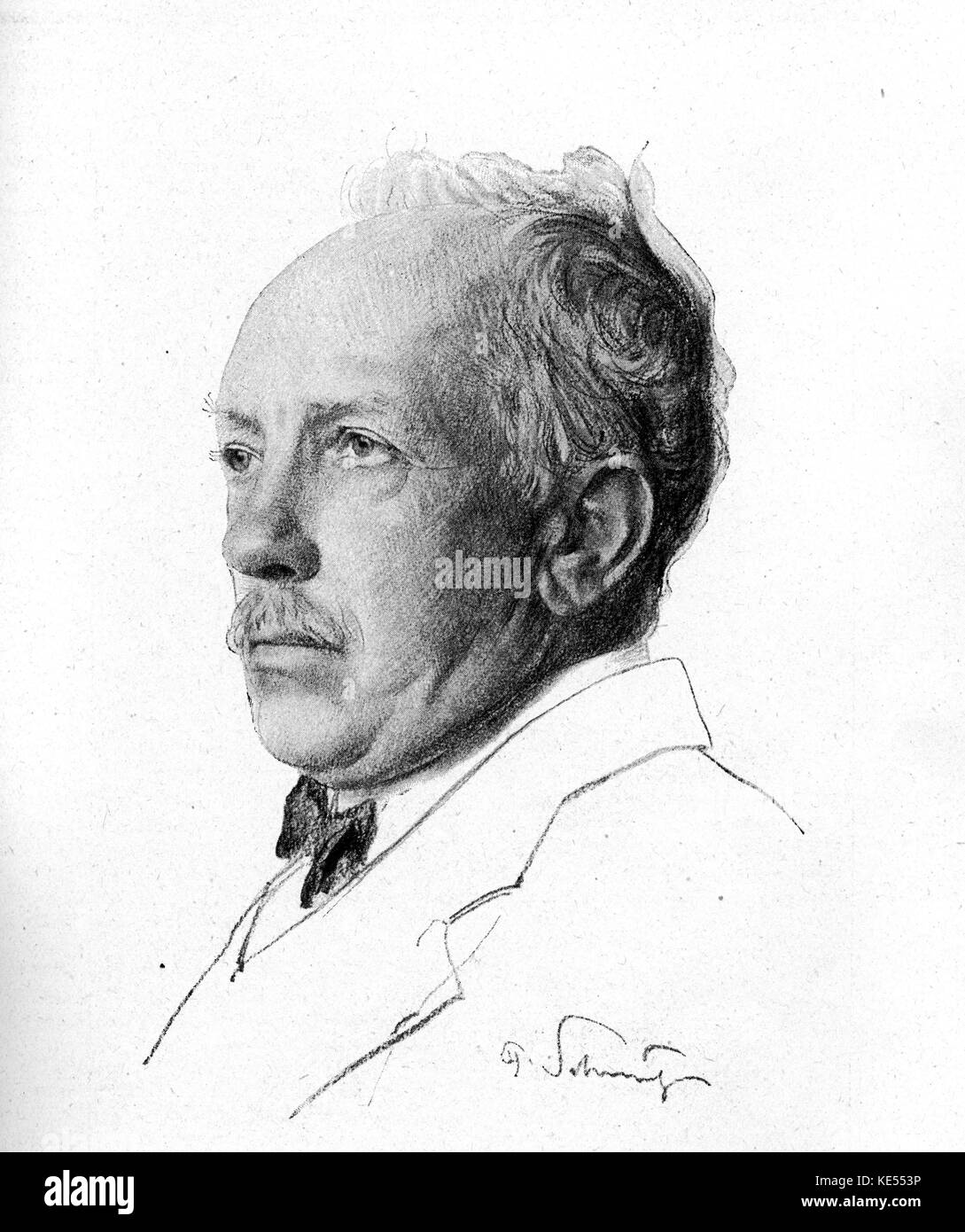 Richard Strauss, ritratto disegno da F. Schmutzer. RS: compositore tedesco e il conduttore, 11 Giugno 1864 - 8 settembre 1949. Ferdinand Schmutzer 1870 - 1928 Foto Stock