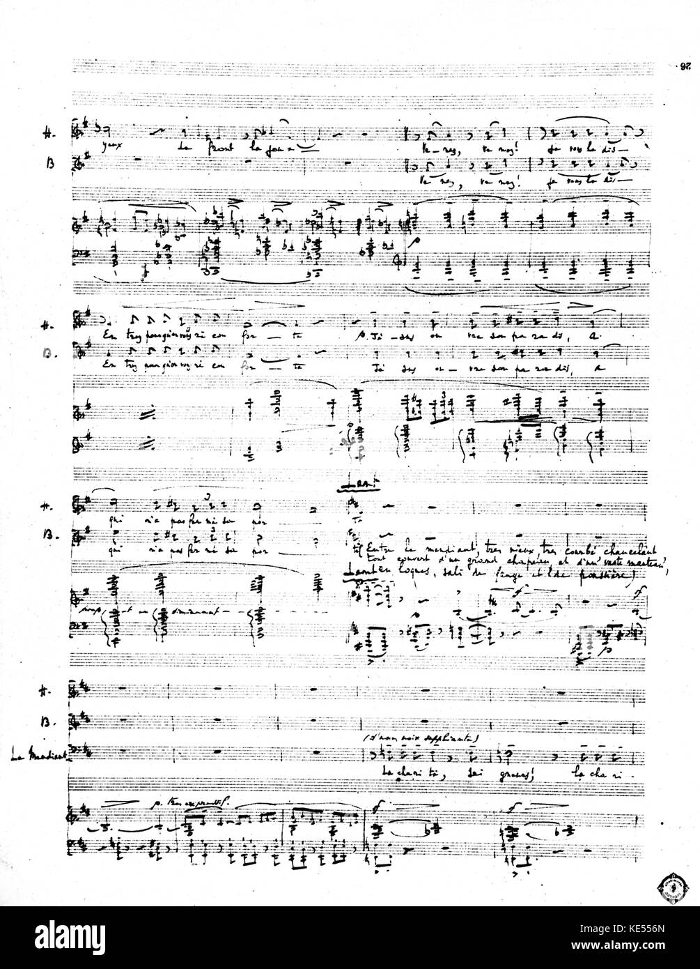 Claude Debussy 's opera 'Rodrigue et Chimène'. Scritto a mano partitura manoscritta dell opera incompiuta, 1891. Il compositore francese, 22 agosto 1862 - 25 Marzo 1918. Foto Stock