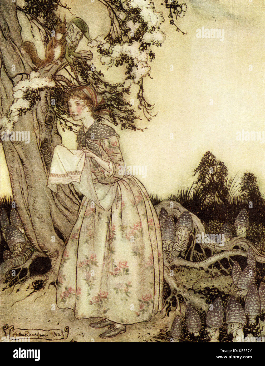 Il fair cameriera che il primo di maggio - filastrocca. Illustrazione di Arthur Rackham. English Prenota illustrator 19 Settembre 1867 - 6 settembre 1939. Foto Stock