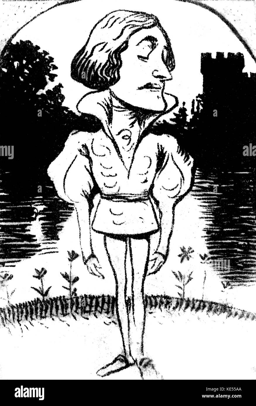 La caricatura di Jean Périer come Pelléas, Claude Debussy 's opera 'Pelléas e Mélisande', da Luc, 1902. CD:1853-1929. Il compositore francese, 22 agosto 1862 - 25 Marzo 1918. Foto Stock