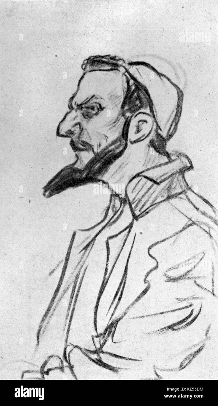 Feodor Chaliapin come Boris Gudonov nel ruolo del titolo di Mussorgsky 's opera. Disegno di E. de Krouglicov. FC: Russo bass 11 Febbraio 1873 - 12 aprile 1938. Foto Stock