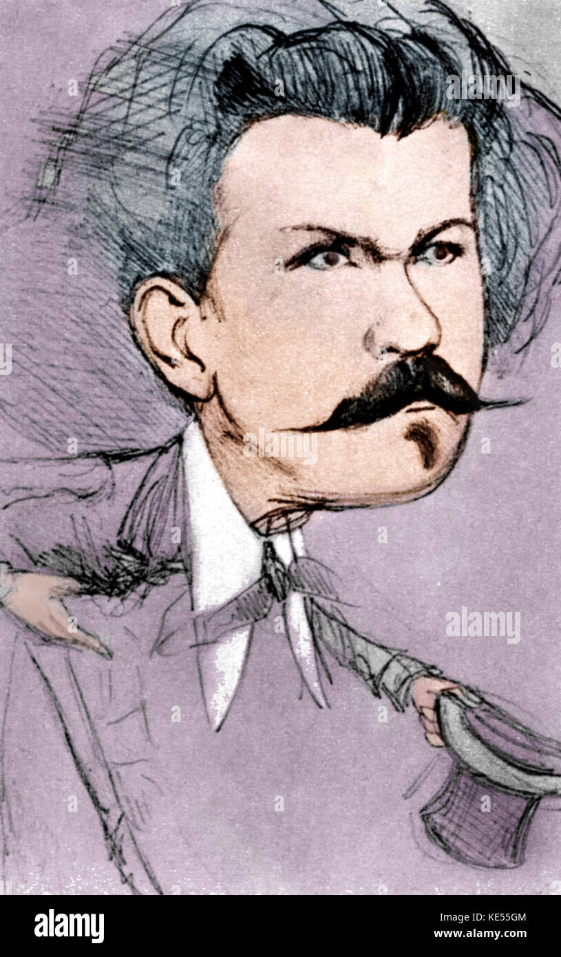 Antonio Carlos Gomes - caricatura di C. Cima. Compositore brasiliano 11 Luglio 1836 - 16 settembre 1896. Ha scritto l inno Il saluto del Brasile 1876. Scrisse molte opere liriche. Gomez. Versione Colorised. Foto Stock