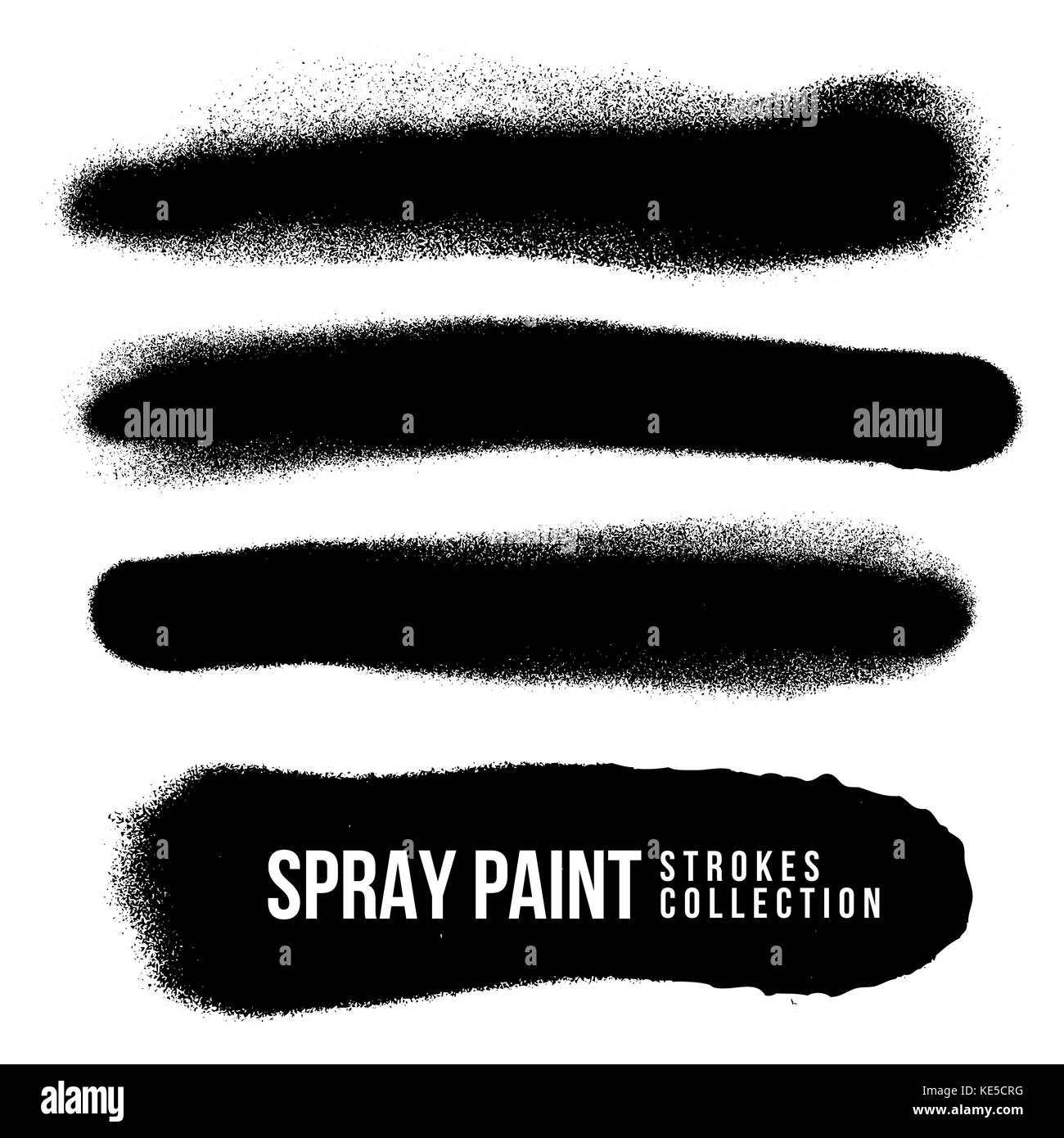 Vettore vari nero monocromatico vernice spray splash stokes decorativa texture realistica serie isolati su sfondo bianco Illustrazione Vettoriale