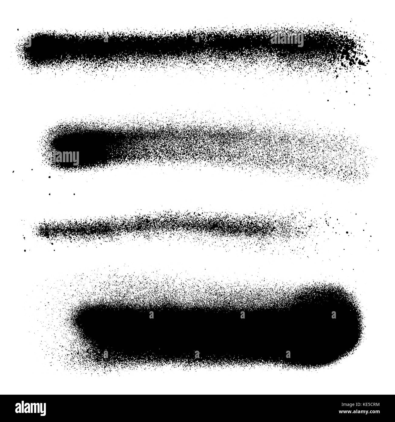 Vettore vari nero monocromatico vernice spray splash stokes decorativa texture realistica serie isolati su sfondo bianco Illustrazione Vettoriale