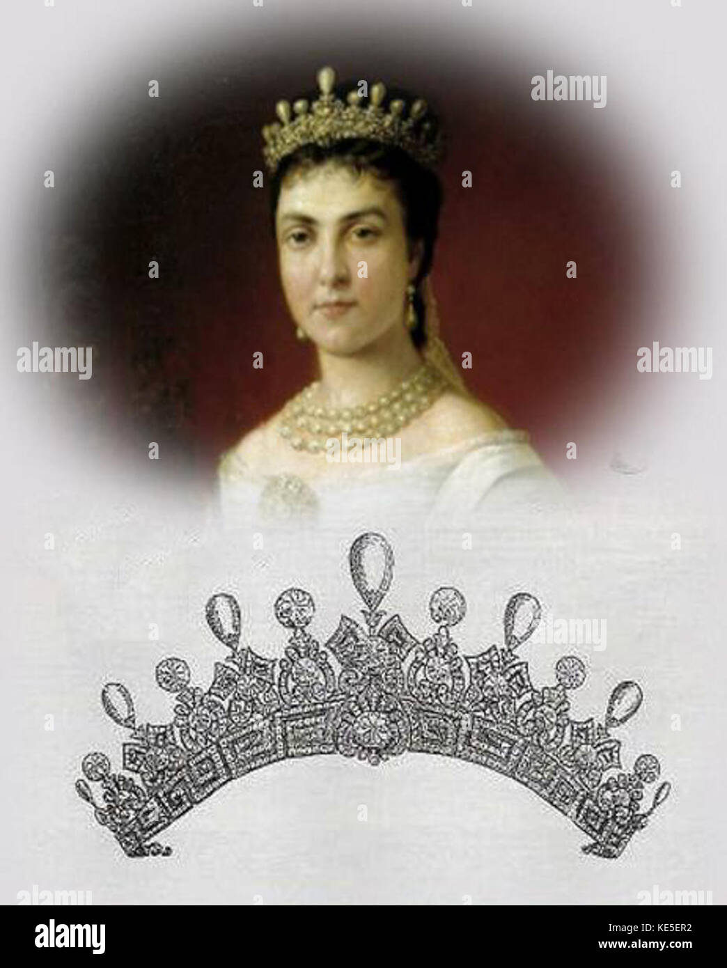 Un ritratto della regina Mercedes di Spagna, che era la moglie del re Alfonso XII. L'immagine cattura il suo significato storico nella famiglia reale spagnola durante la fine del XIX secolo. Foto Stock