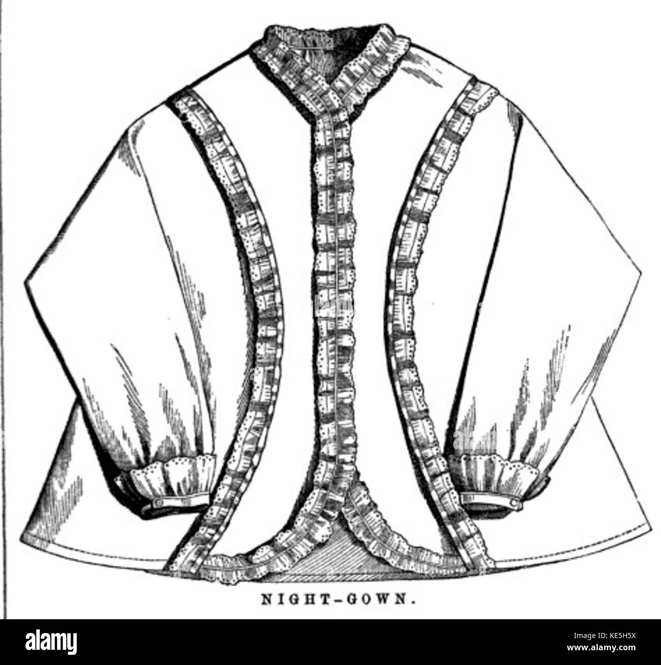 Un disegno vintage di un abito da notte, che illustra le tendenze della moda e del design in Sleepwear da una prospettiva storica. Foto Stock