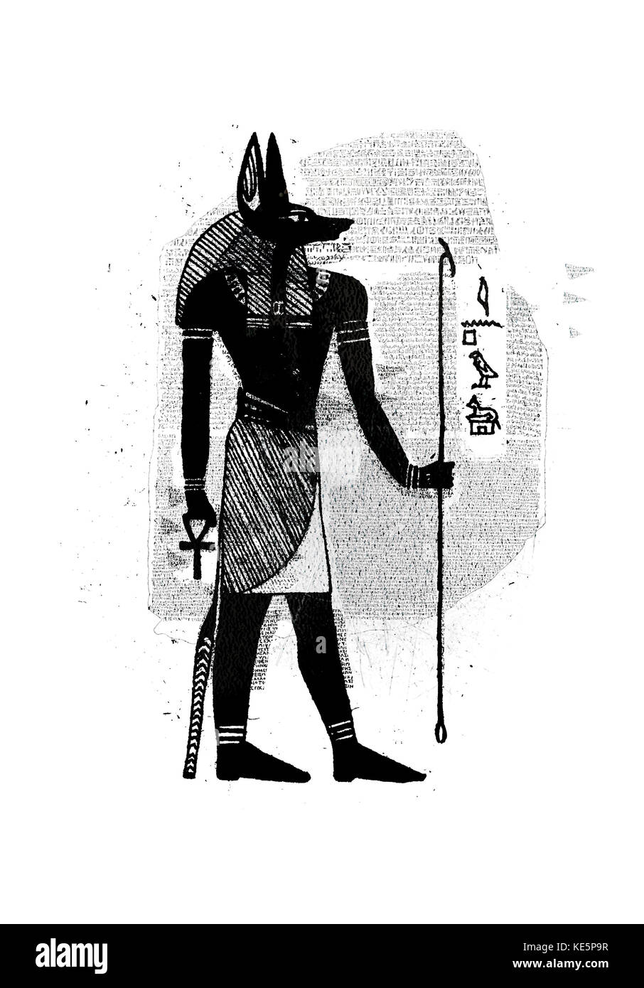 Anubi holding ankh Foto Stock