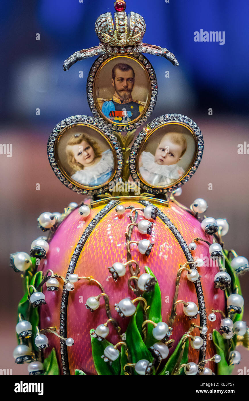 Mughetti, Uovo di Pasqua,Shuvalovsky Palace, San Pietroburgo, Russia Foto Stock