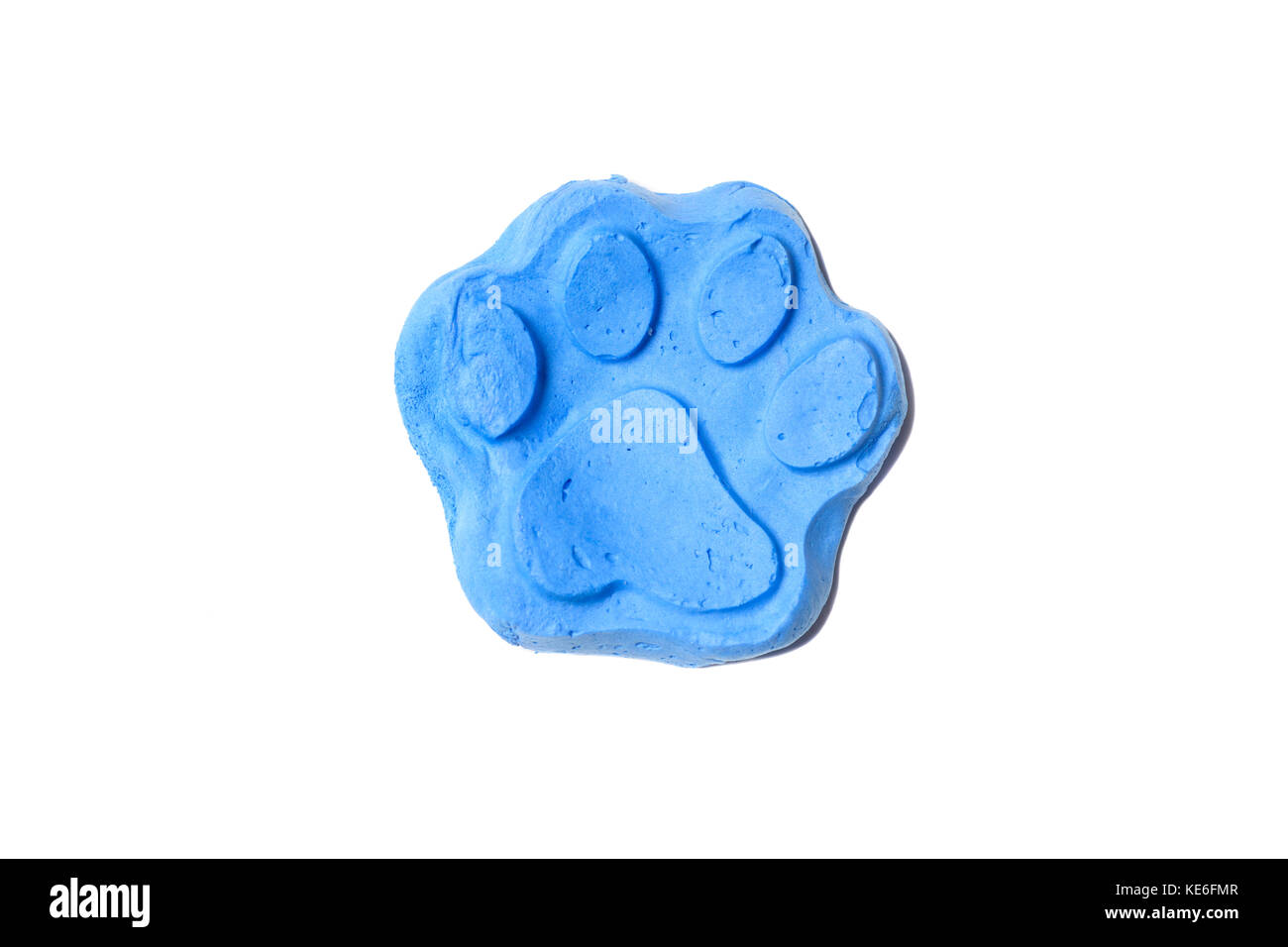 Footprint blu animale isolato su sfondo bianco Foto Stock