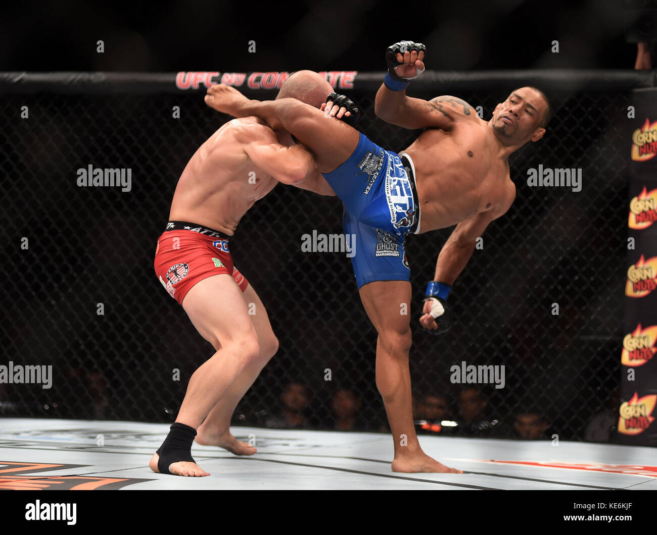 RIO DE JANEIRO, BRASILE - 21 marzo 2015: Rematch UFC dei pesi piuma tra l'attuale campione brasiliano Maia e l'americano LaFlare Foto Stock
