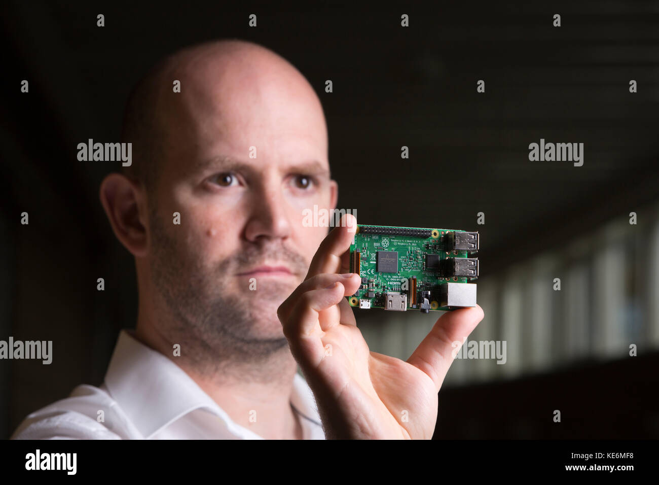 Eben upton, creatore di lampone pi computer, a camjam evento in Cambridge, Inghilterra, Regno Unito Foto Stock