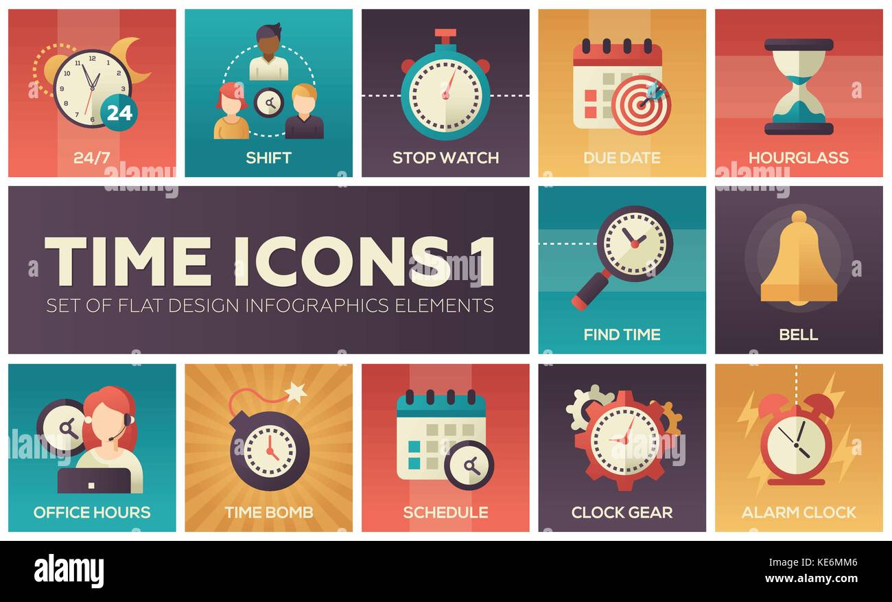 Icone di tempo - e moderno di design piatto elementi infographics Illustrazione Vettoriale