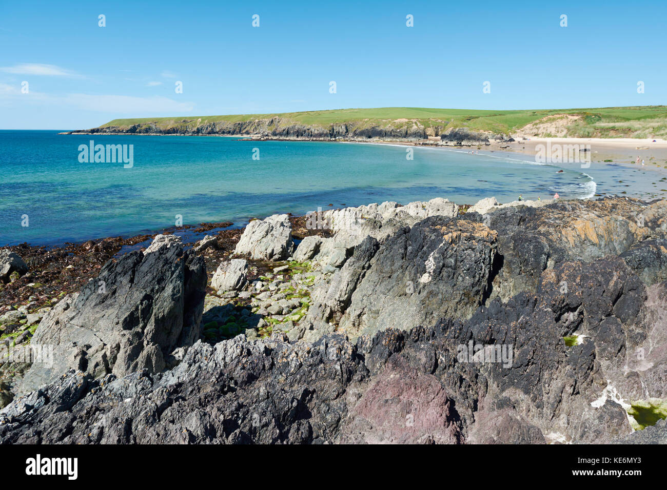 Porth Oer Beach - un sibilo Sands - Llyn Peninsula, Wales, Regno Unito Foto Stock