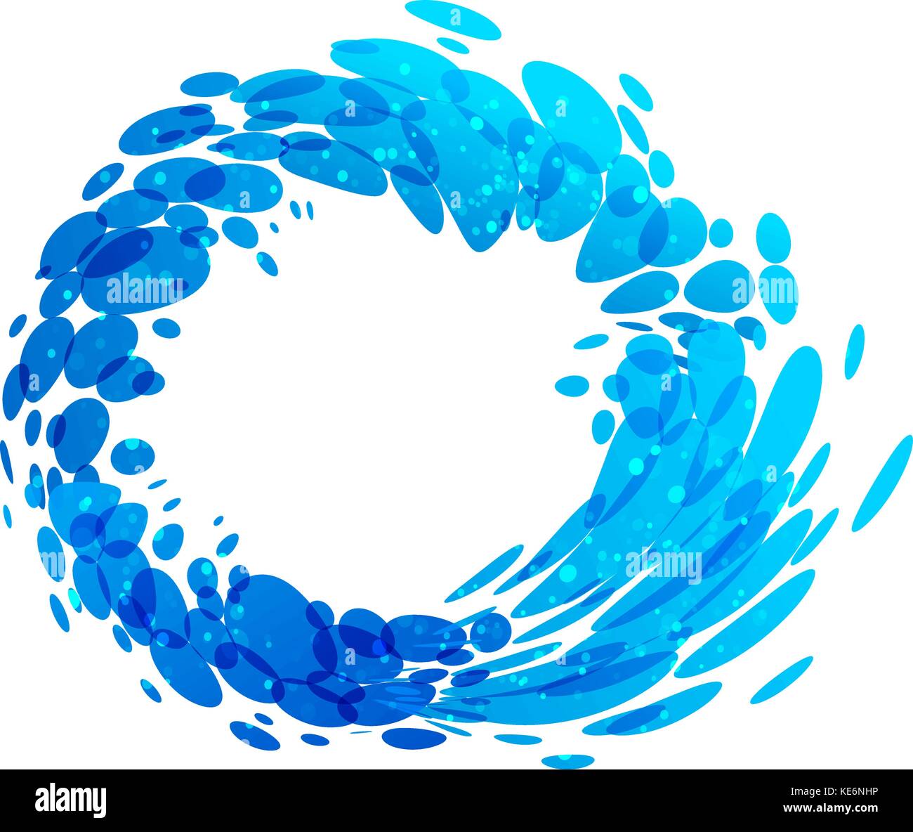 Cerchio di acqua splash elemento su sfondo bianco Illustrazione Vettoriale