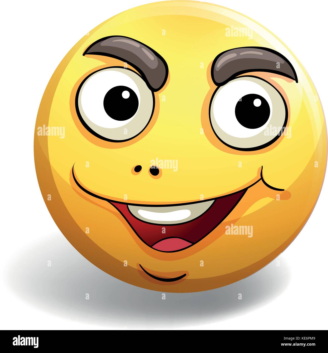 Emoticon giallo con motivata espressione facciale Illustrazione Vettoriale