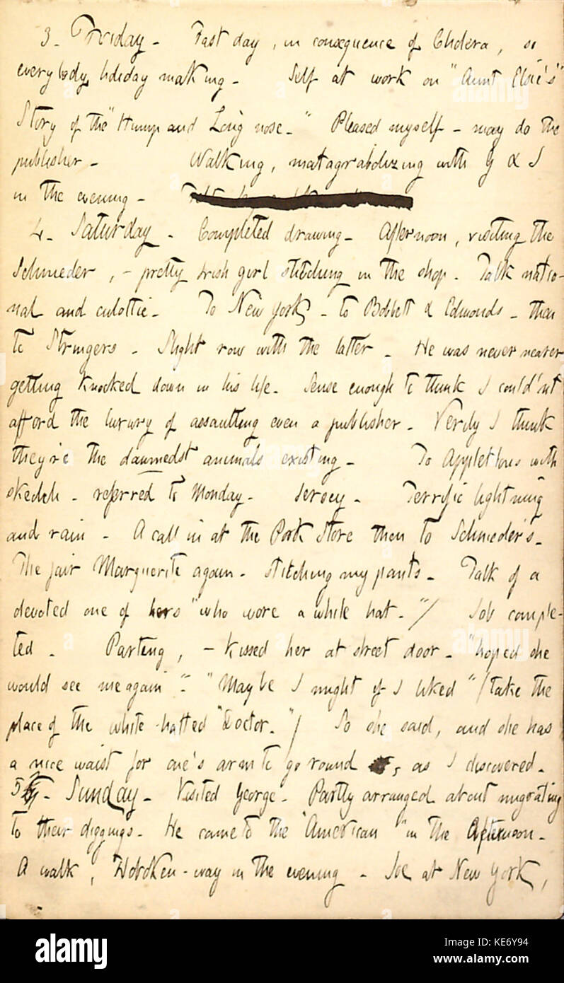 Thomas Butler Gunn Diaries Volume 1, pagina 13, 3 Agosto 5, 1849 Foto Stock