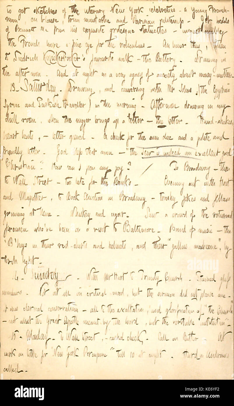 I diari di Thomas Butler Gunn documentano eventi quotidiani, riflessioni e approfondimenti personali tra il 12 e il 15 aprile 1850, fornendo un prezioso contesto storico e culturale dalla metà del XIX secolo. Foto Stock