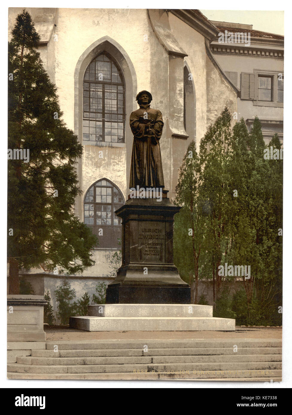 Ulrich Zwingli monumento, Zurigo, Svizzera LCCN2001703374 Foto Stock