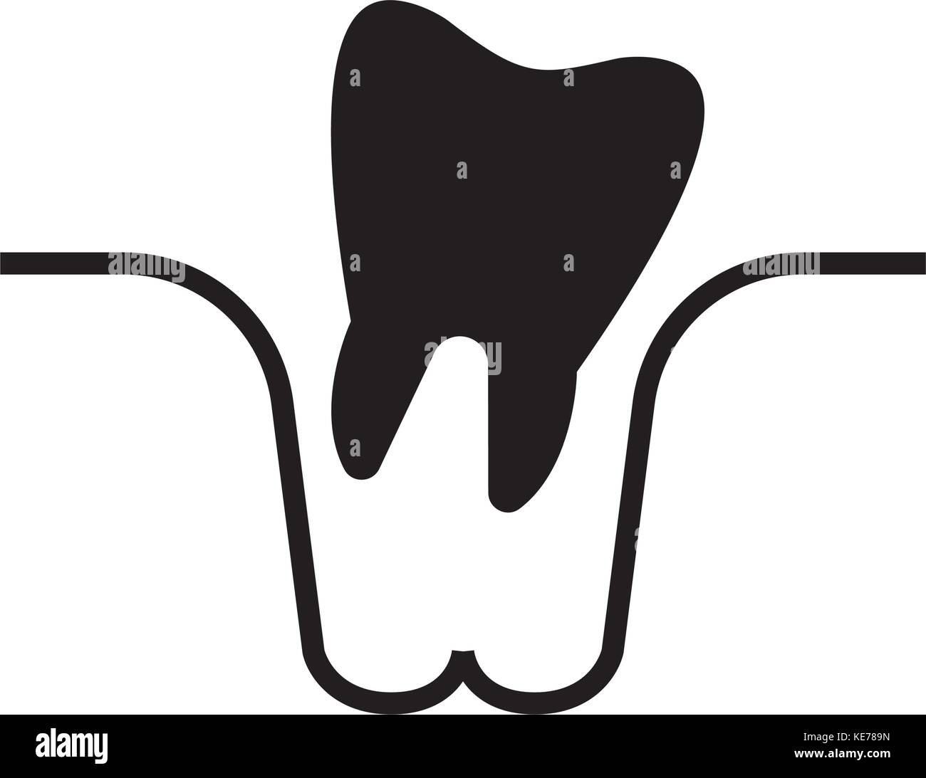 L'estrazione del dente icona, illustrazione vettoriale, segno nero su sfondo isolato Illustrazione Vettoriale