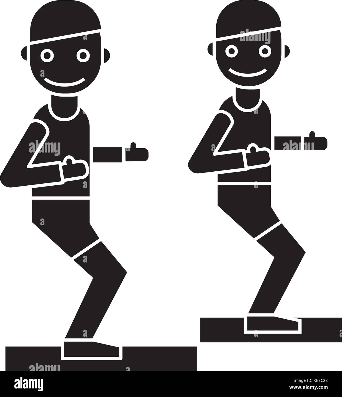Fitness trainer - coach - palestra icona, illustrazione vettoriale, segno nero su sfondo isolato Illustrazione Vettoriale