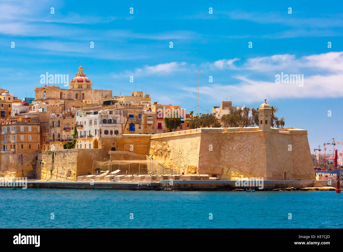 Antiche fortificazioni di la Valletta, Malta. Foto Stock