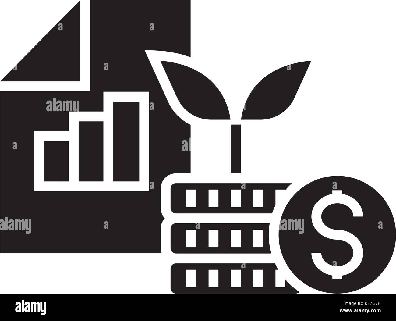 Gli investimenti di portafoglio, icona illustrazione vettoriale, segno nero su sfondo isolato Illustrazione Vettoriale