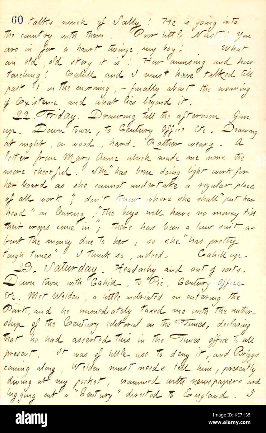 Thomas Butler Gunn Diaries Volume 11, pagina 66, 21 Luglio 23, 1859 Foto Stock