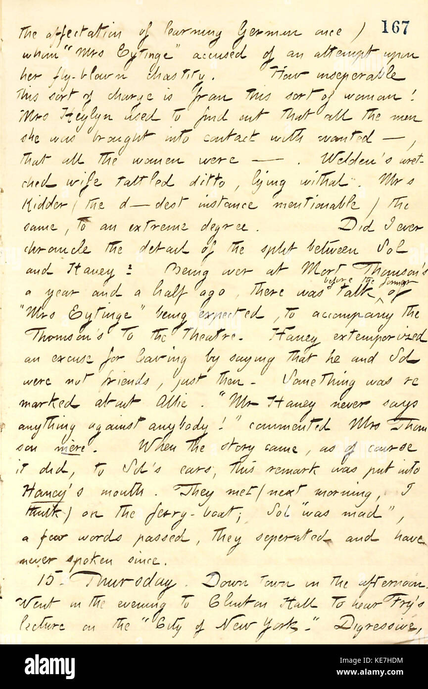 Thomas Butler Gunn Diaries Volume 11, pagina 176, 14 Dicembre 15, 1859 Foto Stock