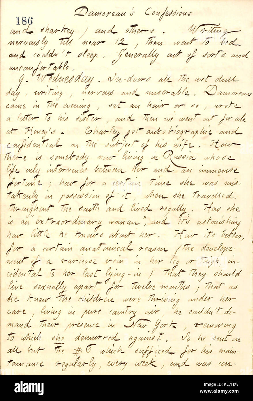 Thomas Butler Gunn Diaries Volume 12, pagina 201, 8 Maggio 9, 1860 Foto Stock