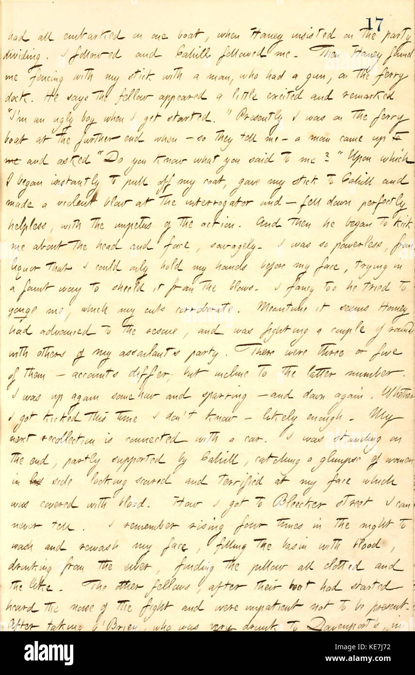 Thomas Butler Gunn Diaries Volume 9, pagina 26, 3 novembre 1857 Foto Stock