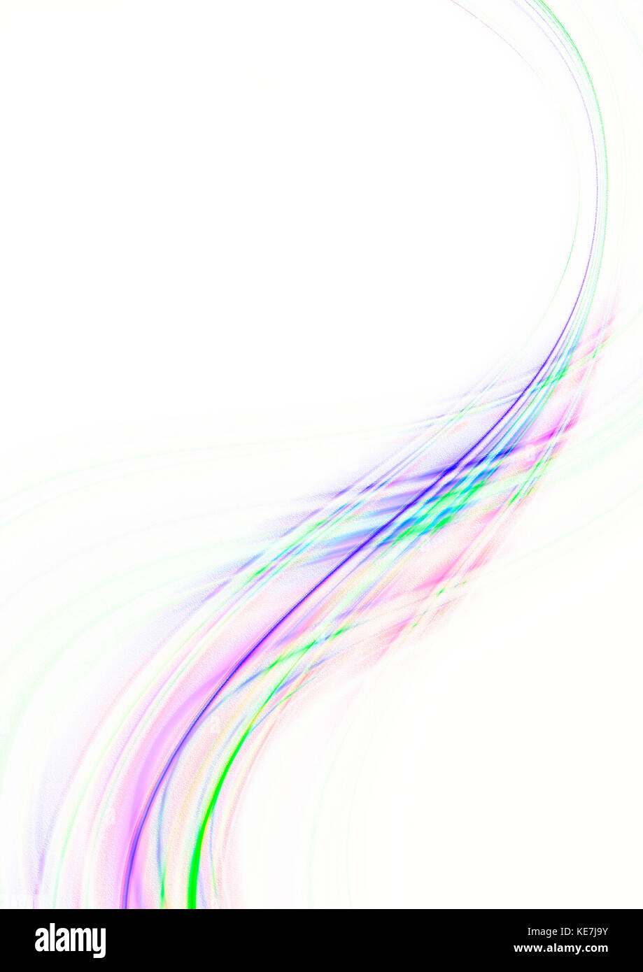 Curva rosa viola onda trasparente è coperto con intersecante strisce colorate su sfondo bianco Foto Stock
