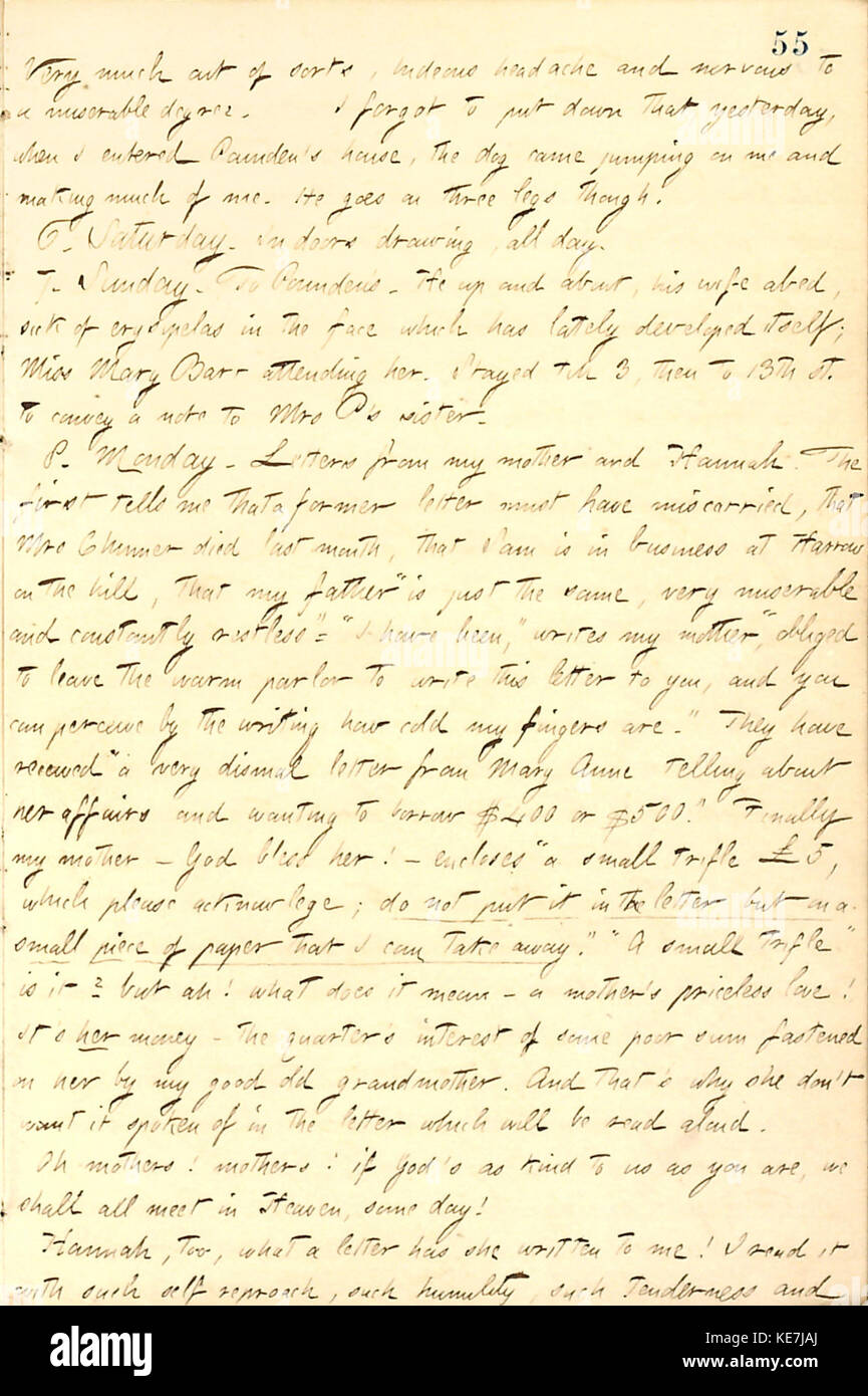 Thomas Butler Gunn Diaries Volume 9, pagina 66, 5 Febbraio 8, 1858 Foto Stock