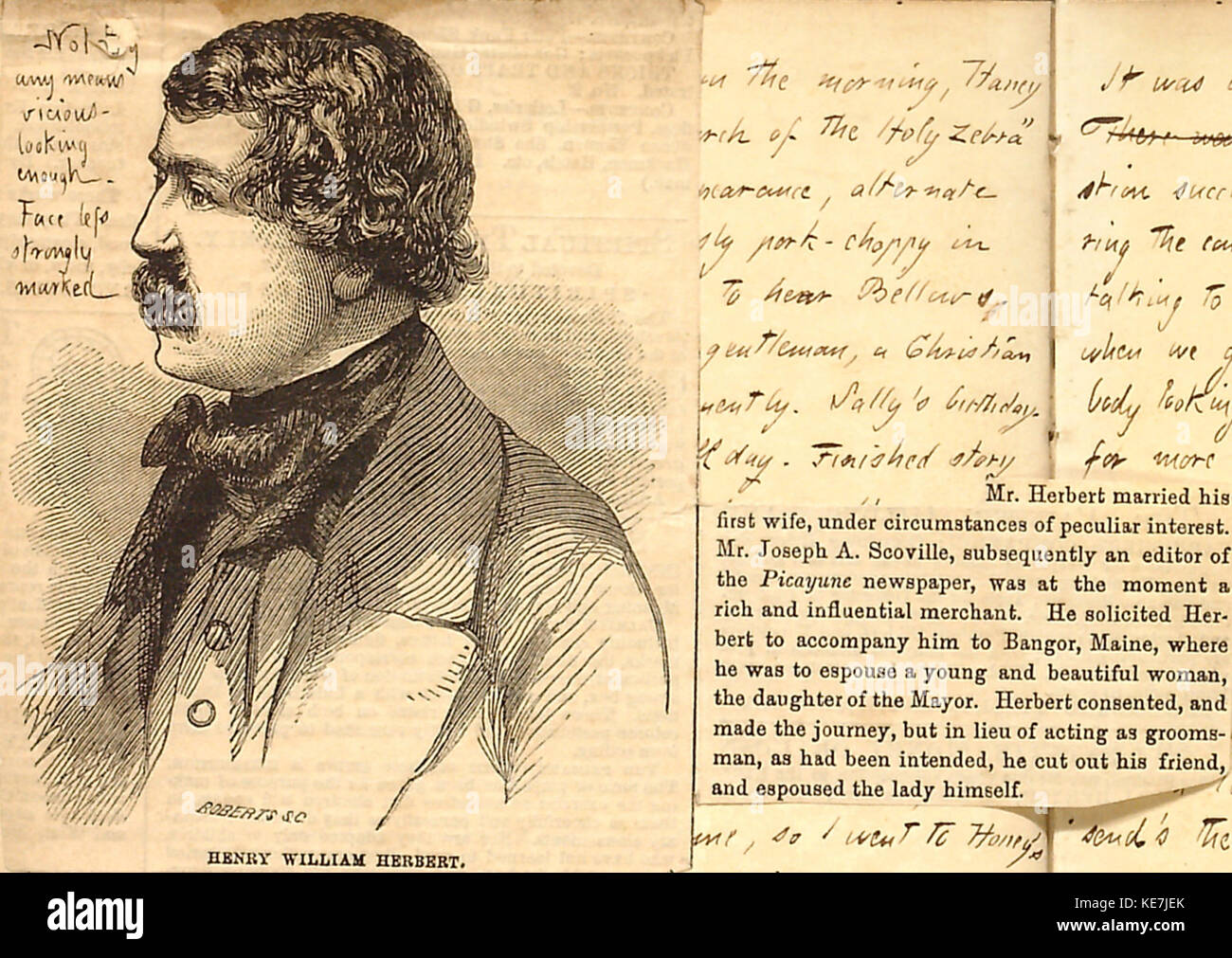 Thomas Butler Gunn Diaries Volume 9, pagina 152 (ritaglio di giornale), Maggio 1858 Foto Stock