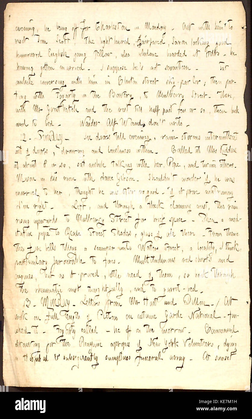 Thomas Butler Gunn Diaries Volume 3, pagina 6, 11 Ottobre 13, 1851 Foto Stock