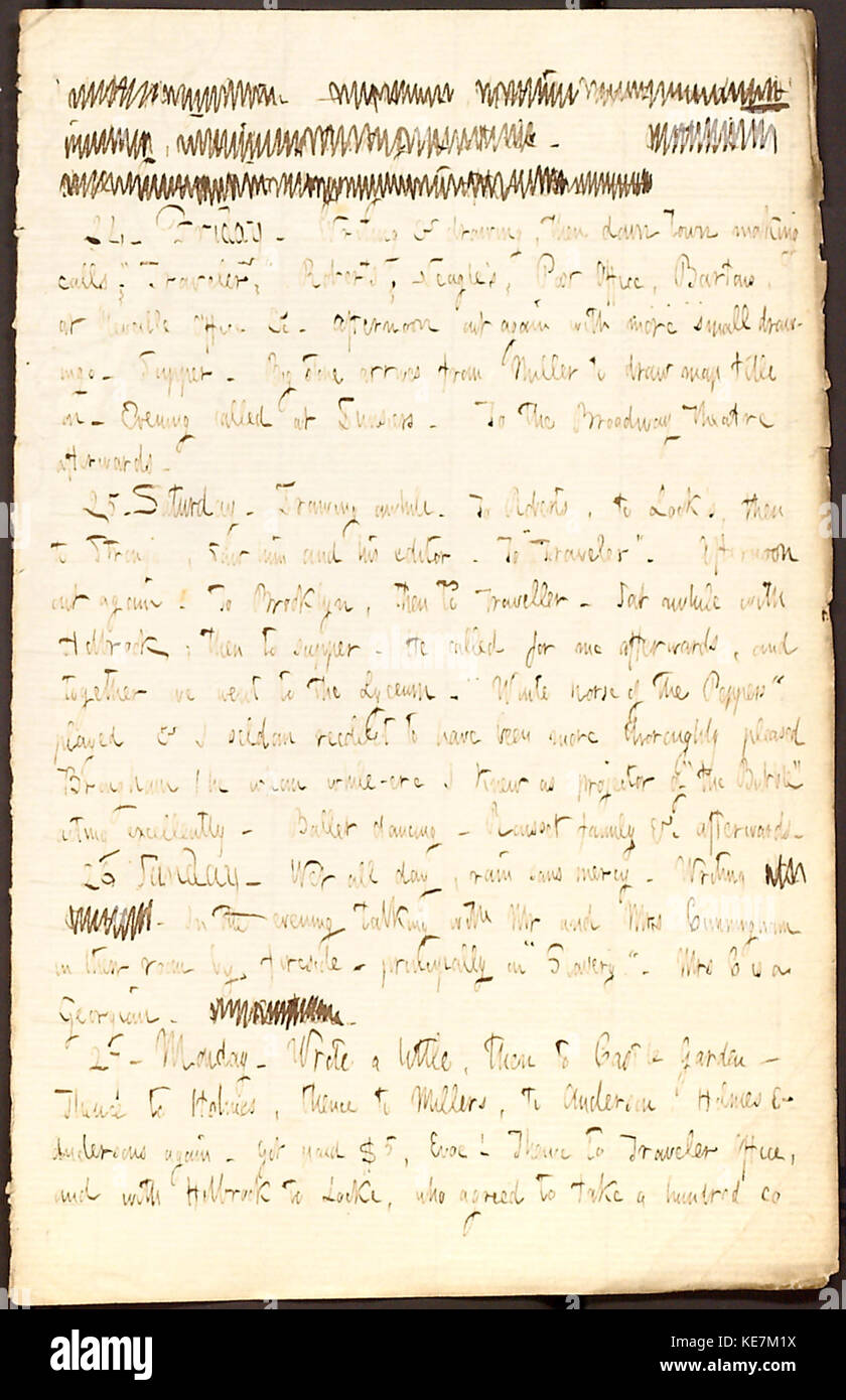 Thomas Butler Gunn Diaries Volume 3, pagina 13, 23 Ottobre 27, 1851 Foto Stock