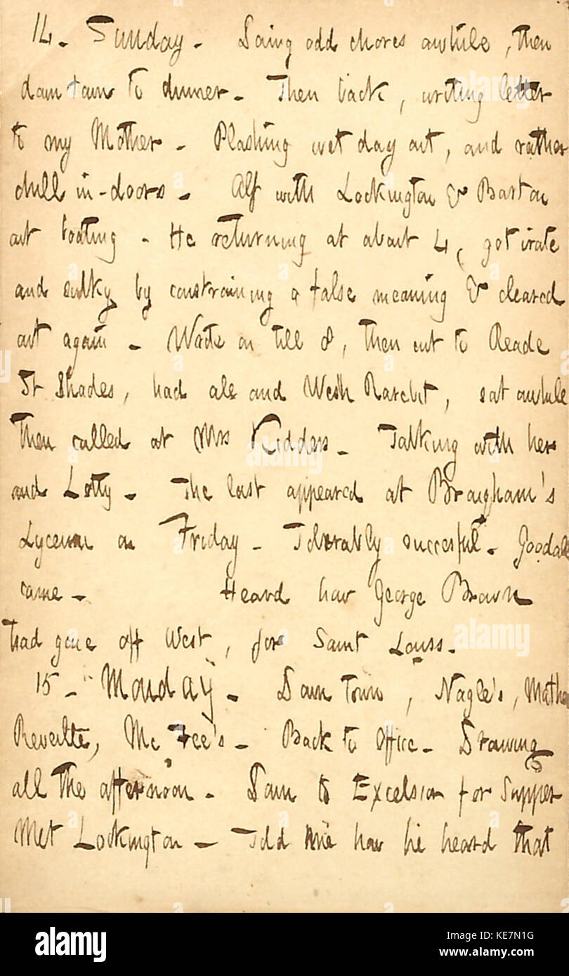 Thomas Butler Gunn Diaries Volume 4, pagina 60, 14 Marzo 15, 1852 Foto Stock