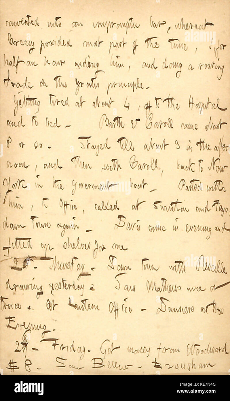 Thomas Butler Gunn Diaries Volume 4, pagina 66, 24 Marzo 26, 1852 Foto Stock