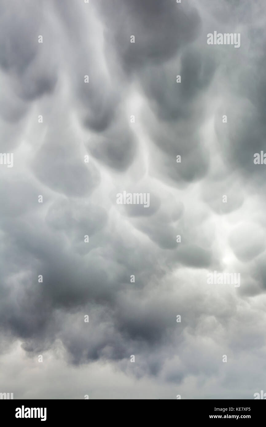 Tempesta drammatico formazione delle nuvole nel cielo; Calgary, Alberta, Canada Foto Stock