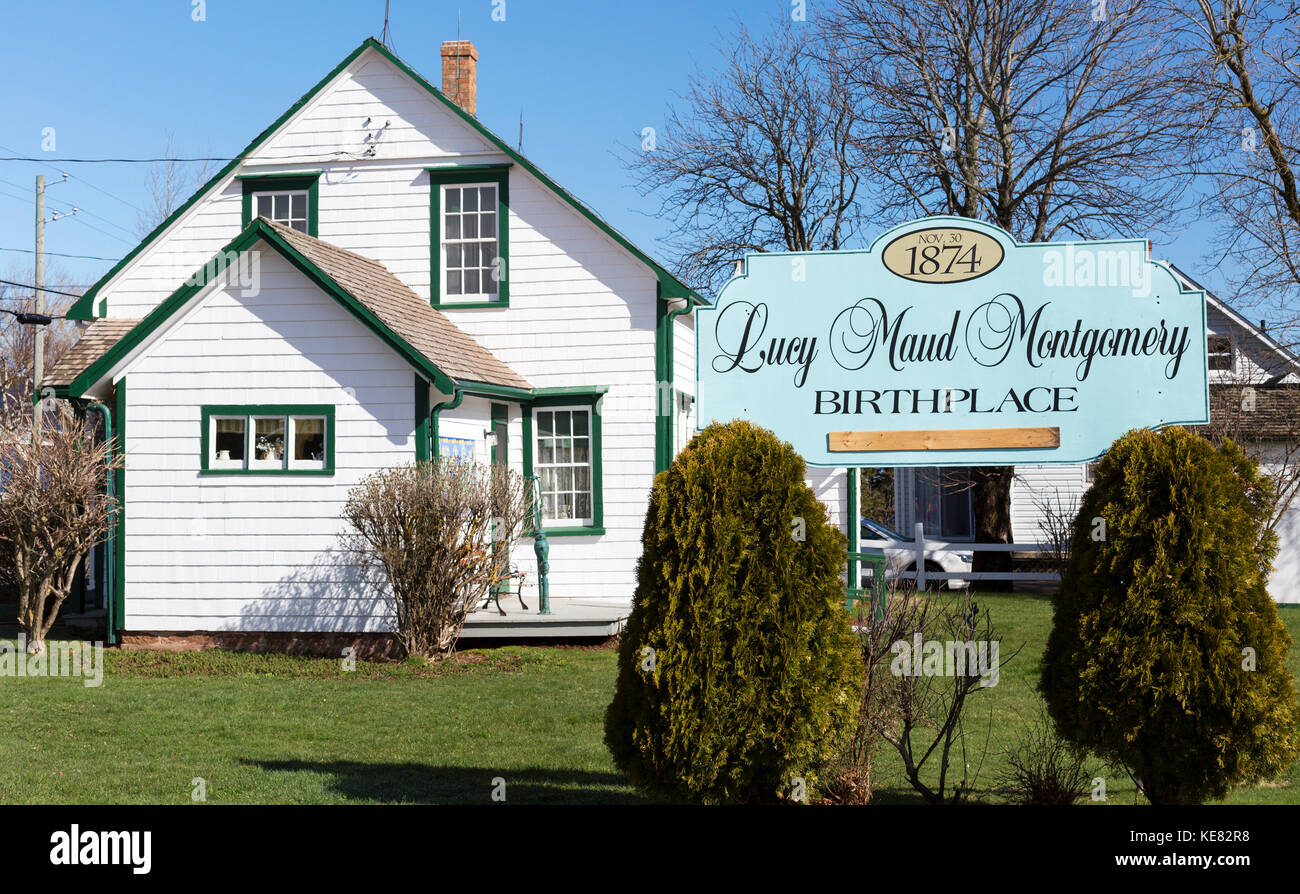 Il luogo di nascita di Lucy Maud Montgonery; New London, Prince Edward Island, Canada Foto Stock