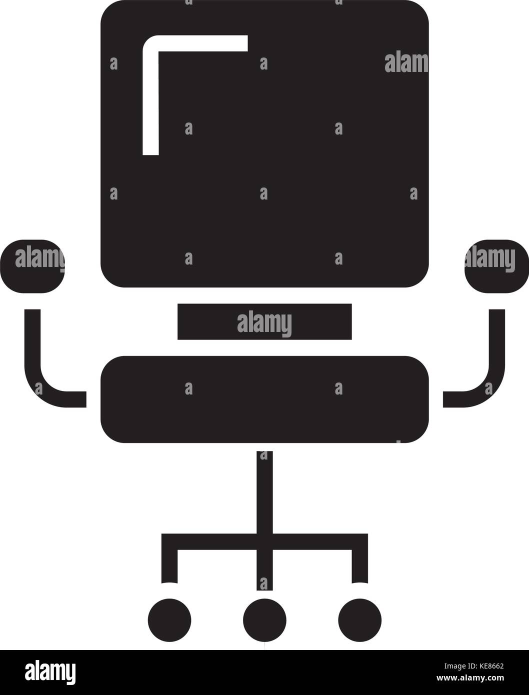 Sedia per ufficio - CEO icona, illustrazione vettoriale, segno nero su sfondo isolato Illustrazione Vettoriale