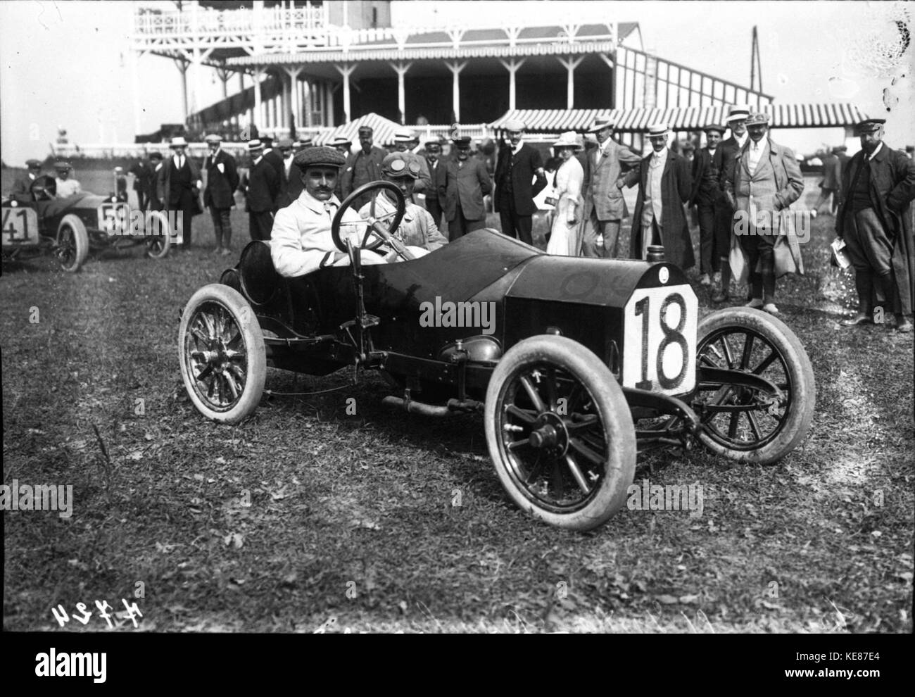 Vincenzo Trucco nella sua Isotta Fraschini al 1908 Grand Prix des Voiturettes a Dieppe Foto Stock