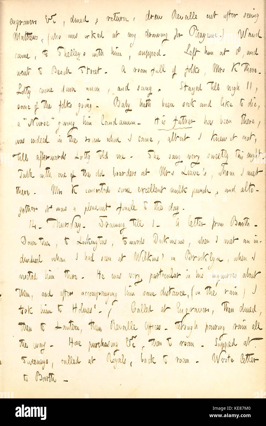 Thomas Butler Gunn Diaries Volume 5, pagina 66, 13 Ottobre 14, 1852 Foto Stock