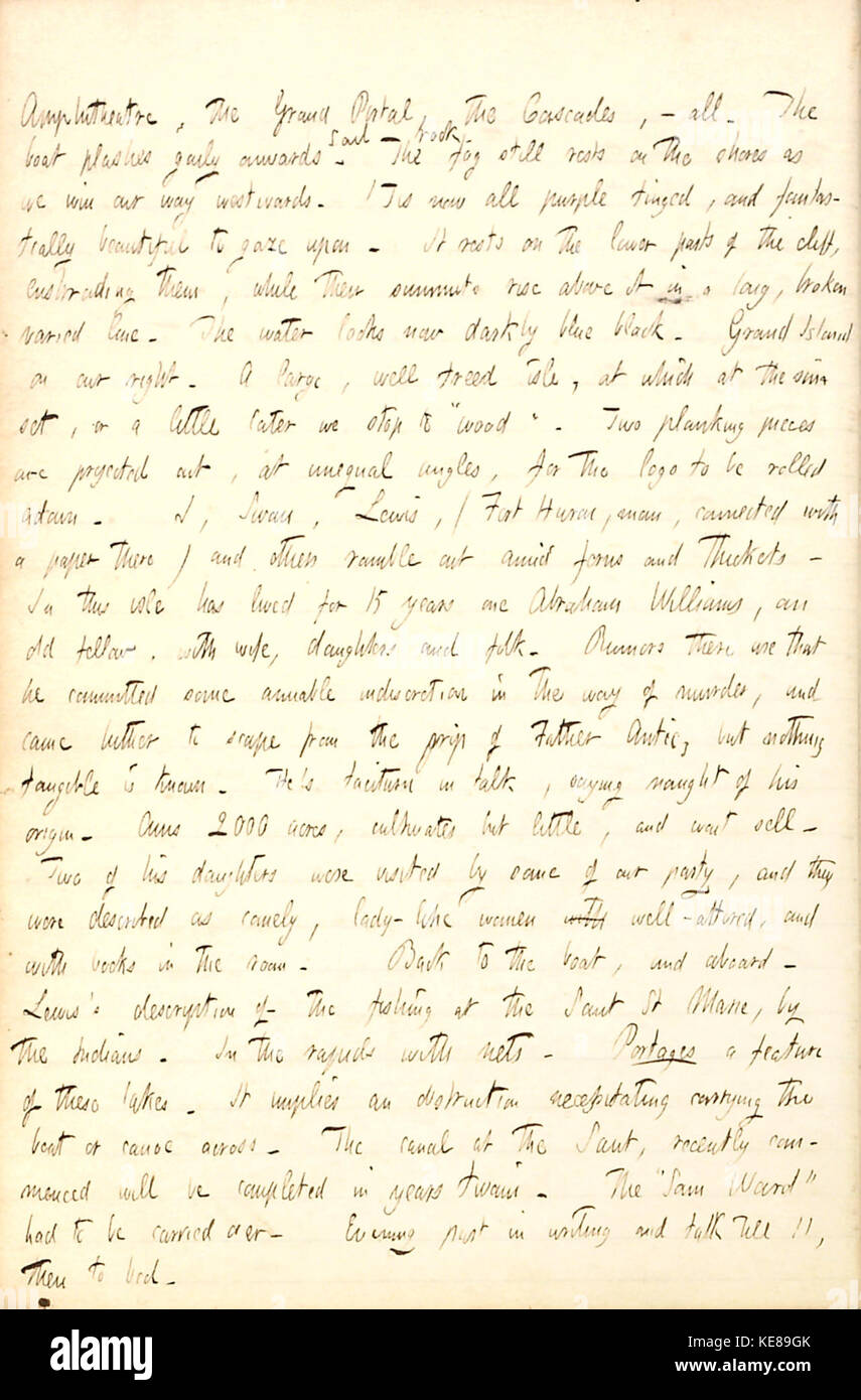 Un'entrata dai diari di Thomas Butler Gunn (volume 6, pagina 66), datata 14 agosto 1853, che offre informazioni sulla vita quotidiana e sugli eventi durante la metà del XIX secolo. Foto Stock