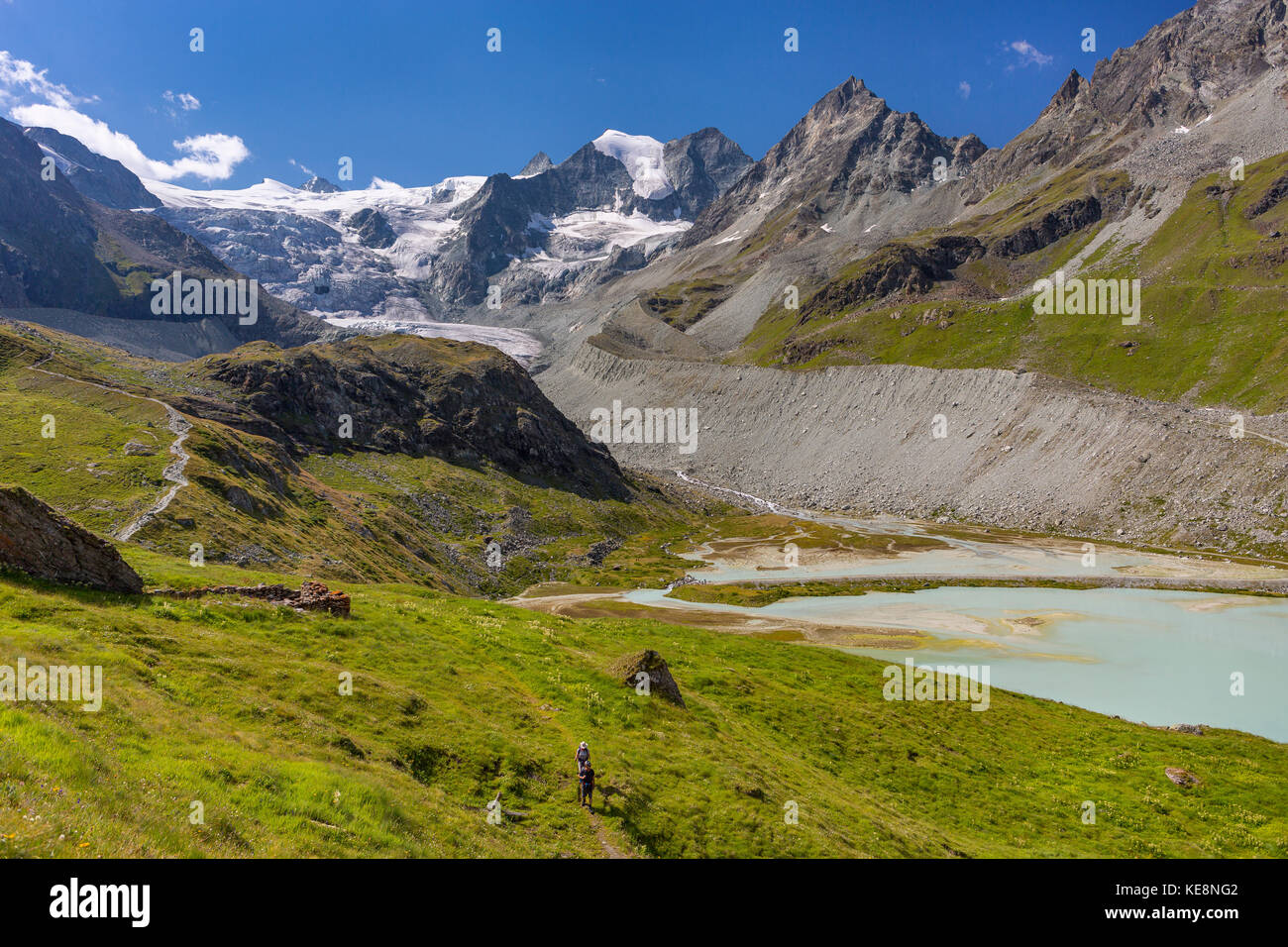 Valle di moiry, Svizzera - ghiacciaio di Moiry paesaggio di montagna, nelle alpi Pennine nel canton Vallese. Foto Stock