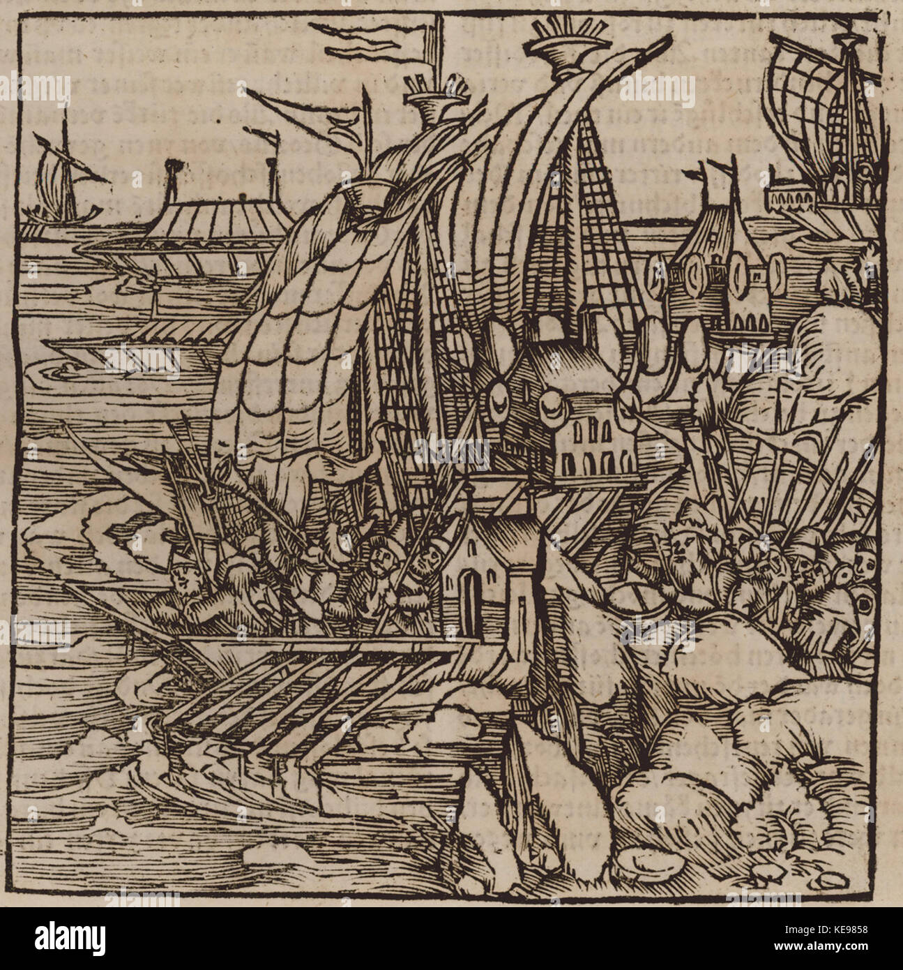 L'esercito ottomano lo sbarco a Rodi Johannes Adelphus 1513 Foto Stock
