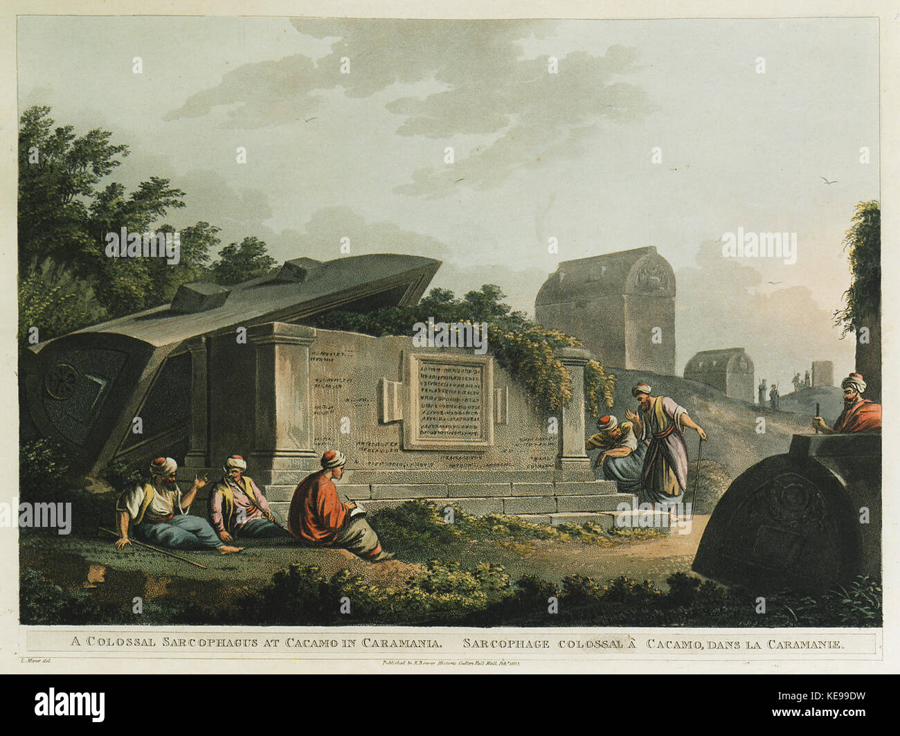 Un colossale sarcofago a Cacamo in Caramania Mayer Luigi 1803 Foto Stock