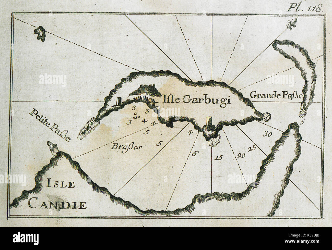 Mappa di Isola di Gramvousa in creta Roux Joseph 1804 Foto Stock